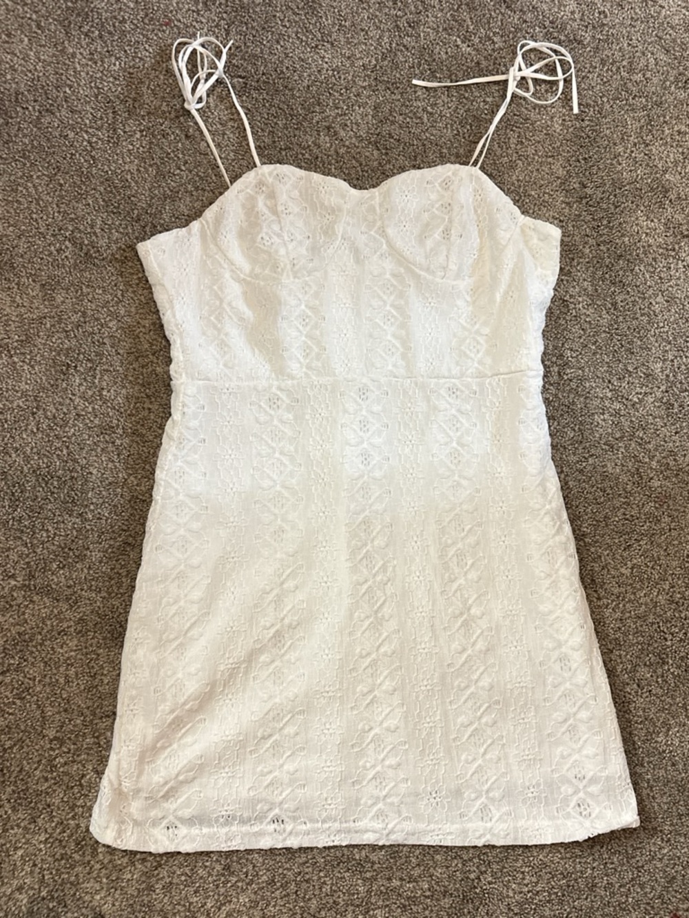 White Lace Spaghetti Strap Dress